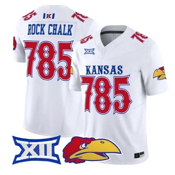 Rock Chalk Jersey #785 Kansas Jayhawks 2026 Vapor Limited Stitched by My Store NCAA Football Jerseys
