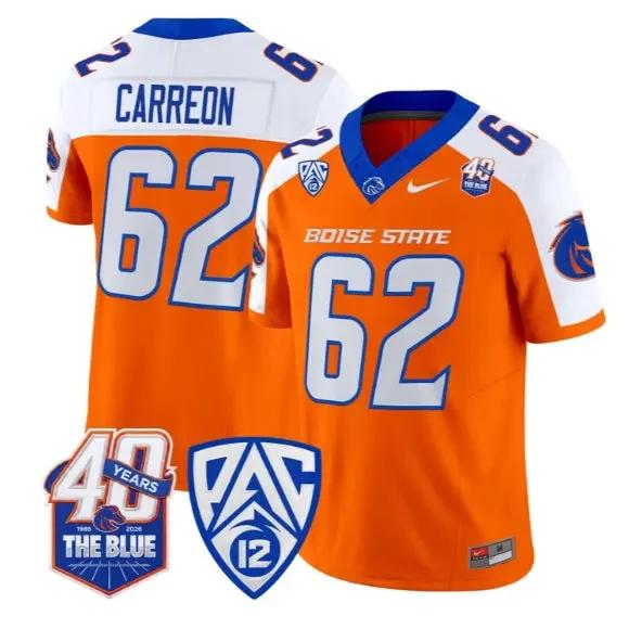 Roger Carreon Jersey #62 Boise State Broncos 2026 Limited Stitched by My Store NCAA Football Jerseys