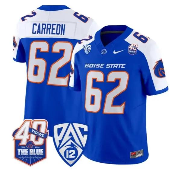 Roger Carreon Jersey #62 Boise State Broncos 2026 Limited Stitched by My Store NCAA Football Jerseys