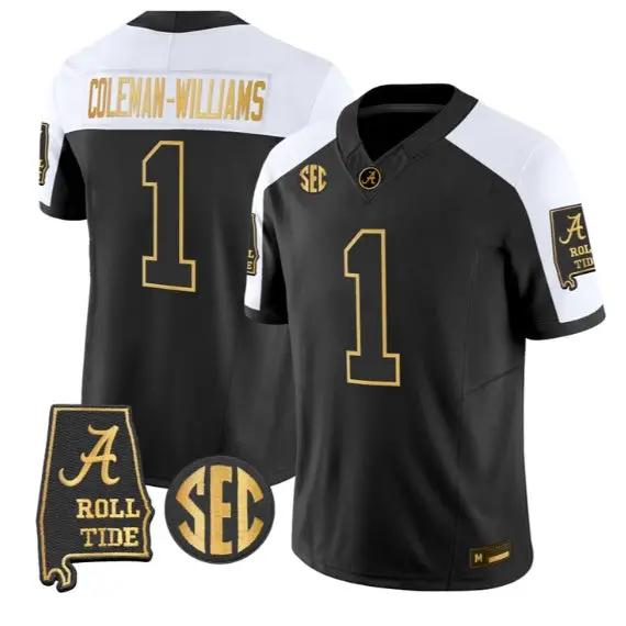 Ryan Coleman-Williams #1 Alabama Crimson Tide Jersey 2026 Stitched by My Store NCAA Football Jerseys
