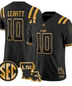 Sam Leavitt #10 LSU Tigers 2026 Louisiana Patch Gold Vapor Stitched by My Store NCAA Football Jerseys