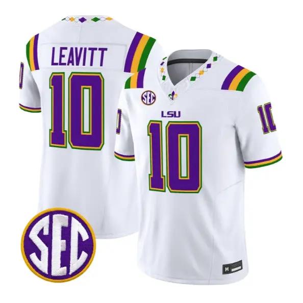 Sam Leavitt #10 LSU Tigers Jersey 2026 Mardi Gras Edition All Stitched by My Store NCAA Football Jerseys