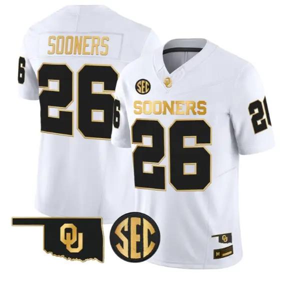 Sooners #26 Oklahoma Sooners Jersey 2026 Vapor Limited All Stitched by My Store NCAA Football Jerseys