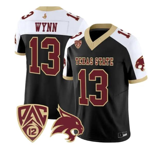 Spergon Wynn Jersey #13 Texas State Bobcats 2026 Vapor All Stitched by My Store NCAA Football Jerseys