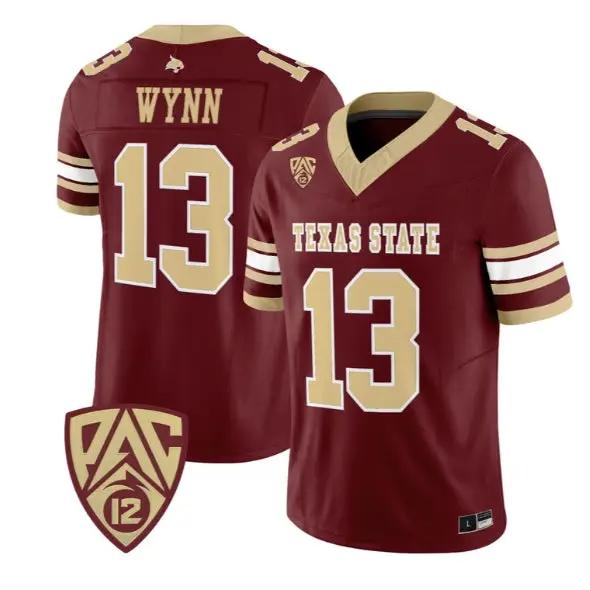 Spergon Wynn Jersey #13 Texas State Bobcats 2026 Vapor All Stitched by My Store NCAA Football Jerseys