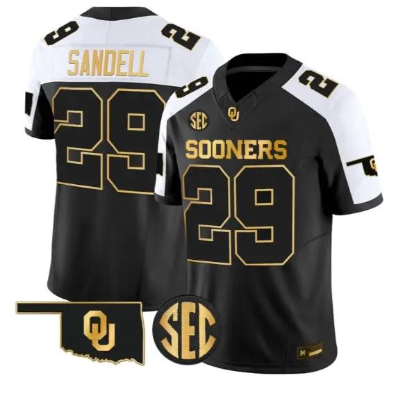 Tate Sandell #29 Oklahoma Sooners Jersey 2026 Limited All Stitched by My Store NCAA Football Jerseys