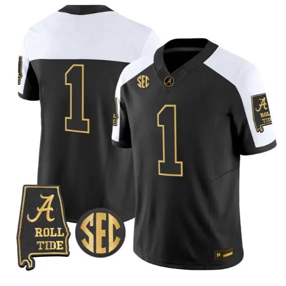 Team Jersey #1 Alabama Crimson Tide Jersey 2026 Alabama Map Stitched by My Store NCAA Football Jerseys