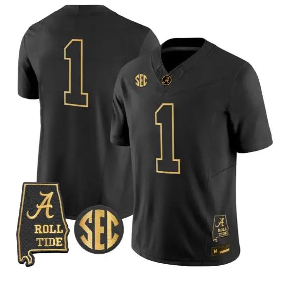 Team Jersey #1 Alabama Crimson Tide Jersey 2026 Alabama Map Stitched by My Store NCAA Football Jerseys