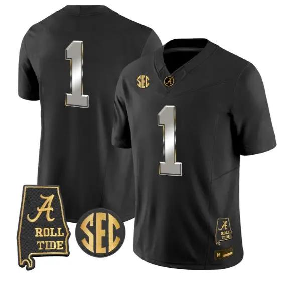Team Jersey #1 Alabama Crimson Tide Jersey 2026 Alabama Map Stitched by My Store NCAA Football Jerseys
