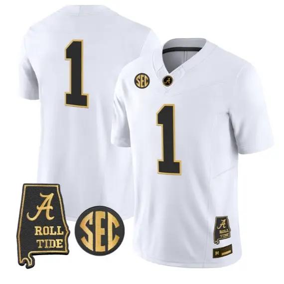 Team Jersey #1 Alabama Crimson Tide Jersey 2026 Alabama Map Stitched by My Store NCAA Football Jerseys