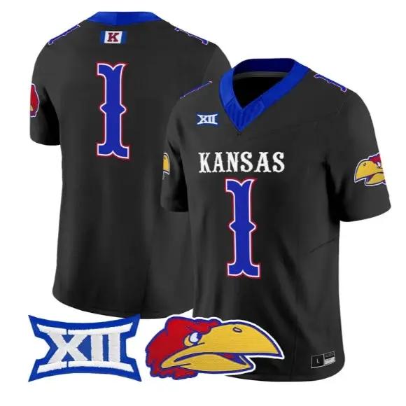 Team Jersey #1 Kansas Jayhawks 2026 Vapor Limited All Stitched by My Store NCAA Football Jerseys