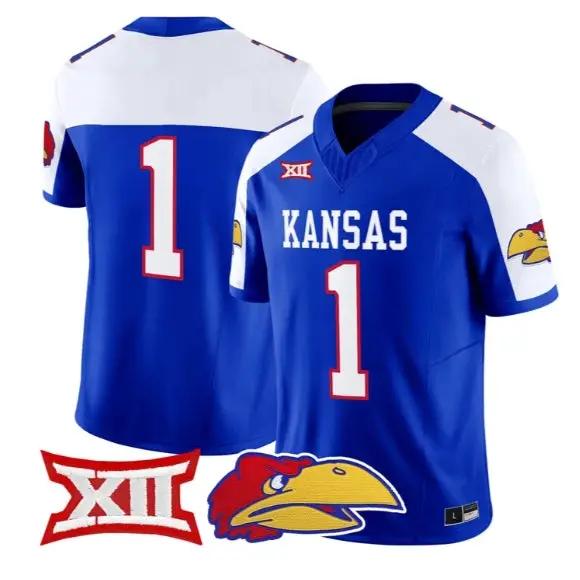 Team Jersey #1 Kansas Jayhawks 2026 Vapor Limited All Stitched by My Store NCAA Football Jerseys