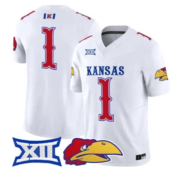 Team Jersey #1 Kansas Jayhawks 2026 Vapor Limited All Stitched by My Store NCAA Football Jerseys