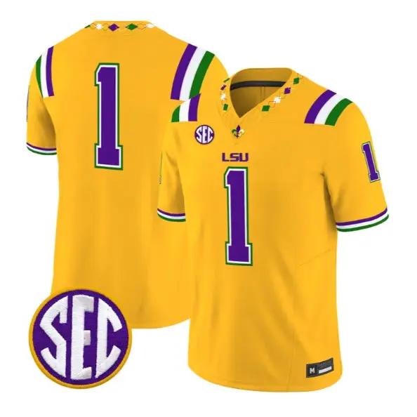 Team Jersey #1 LSU Tigers Jersey 2026 Mardi Gras Edition Limited All Stitched by My Store NCAA Football Jerseys
