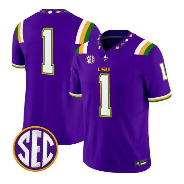 Team Jersey #1 LSU Tigers Jersey 2026 Mardi Gras Edition Limited All Stitched by My Store NCAA Football Jerseys