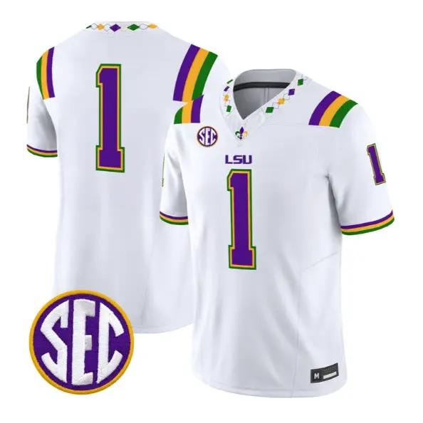 Team Jersey #1 LSU Tigers Jersey 2026 Mardi Gras Edition Limited All Stitched by My Store NCAA Football Jerseys