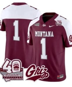 Team Jersey #1 Montana Grizzlies 2026-40th Anniv Patch Stitched by My Store NCAA Football Jerseys