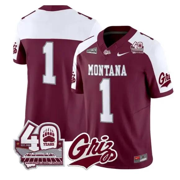 Team Jersey #1 Montana Grizzlies 2026-40th Anniv Patch Stitched by My Store NCAA Football Jerseys