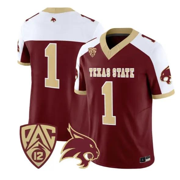 Team Jersey #1 Texas State Bobcats 2026 Vapor Limited All Stitched by My Store NCAA Football Jerseys