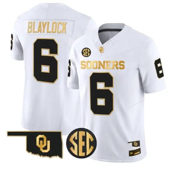 Tory Blaylock #6 Oklahoma Sooners Jersey 2026 Limited All Stitched by My Store NCAA Football Jerseys