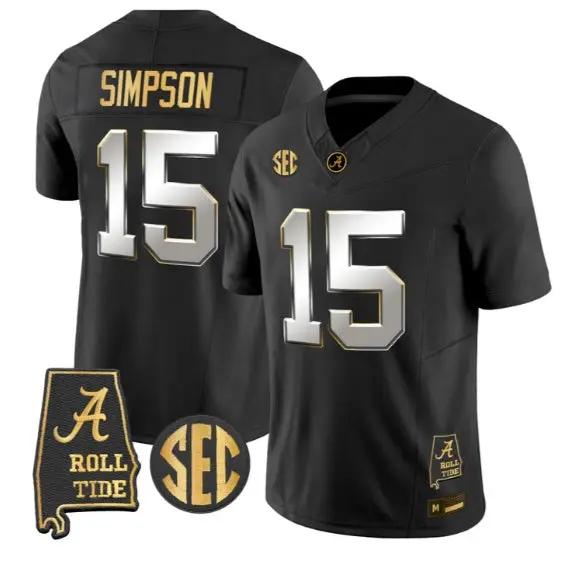 Ty Simpson #15 Alabama Crimson Tide Jersey 2026 Alabama Map Stitched by My Store NCAA Football Jerseys