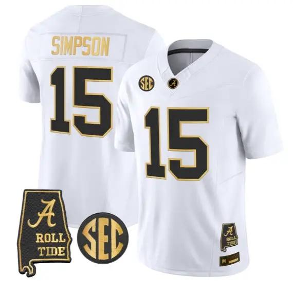 Ty Simpson #15 Alabama Crimson Tide Jersey 2026 Alabama Map Stitched by My Store NCAA Football Jerseys