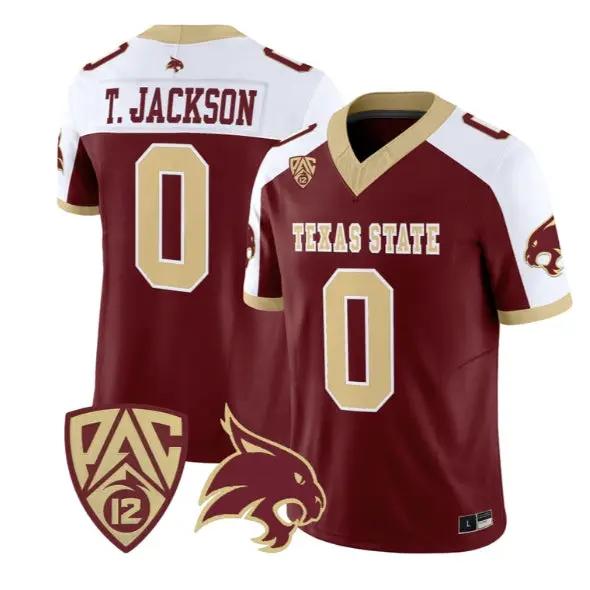 Tymere Jackson Jersey #0 Texas State Bobcats 2026 Vapor All Stitched by My Store NCAA Football Jerseys