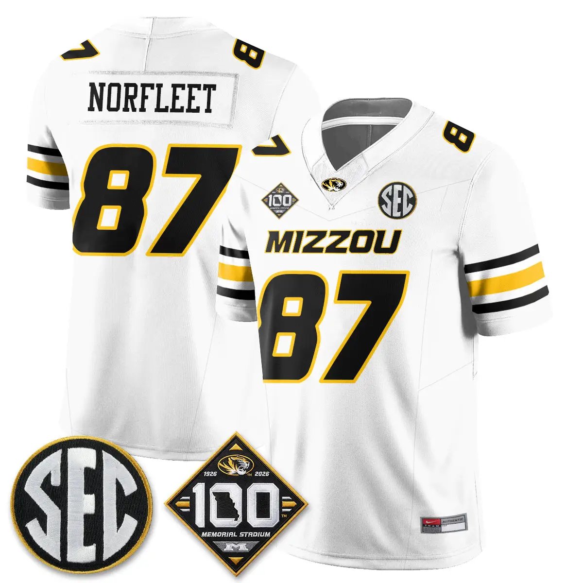 MIZZ 100th Anniversary of Memorial Stadium Vapor Jersey - Stitched by Missouri Tigers