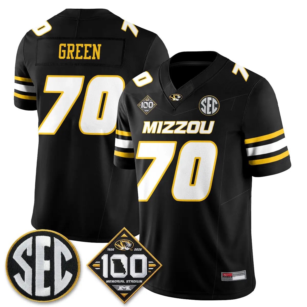 MIZZ 100th Anniversary of Memorial Stadium Vapor Jersey - Stitched by Missouri Tigers