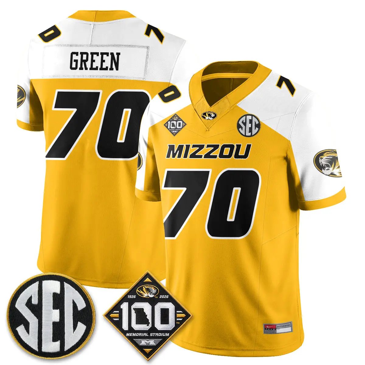 MIZZ 100th Anniversary of Memorial Stadium Vapor Jersey - Stitched by Missouri Tigers