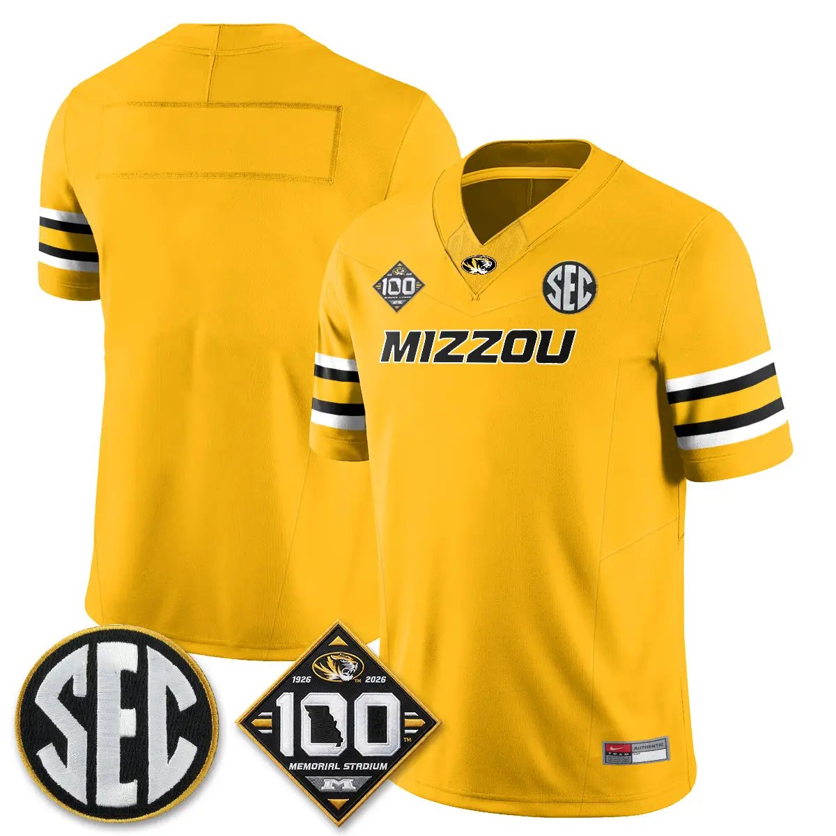 MIZZ 100th Anniversary of Memorial Stadium Vapor Jersey - Stitched by Missouri Tigers