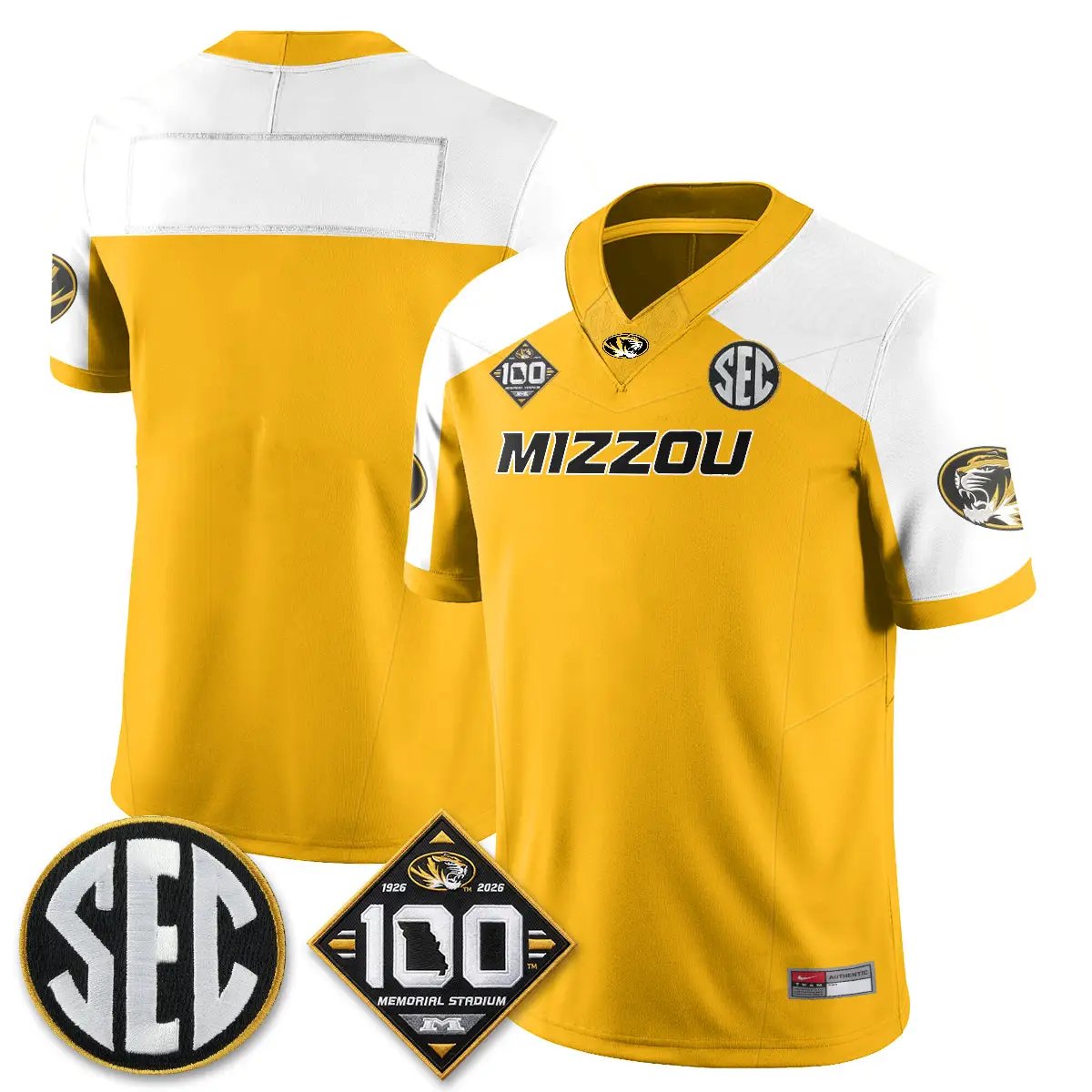 MIZZ 100th Anniversary of Memorial Stadium Vapor Jersey - Stitched by Missouri Tigers