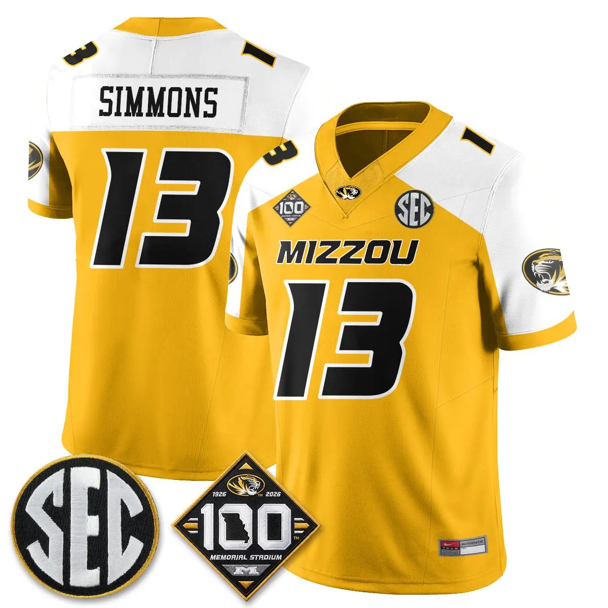 MIZZ 100th Anniversary of Memorial Stadium Vapor Jersey - Stitched by Missouri Tigers
