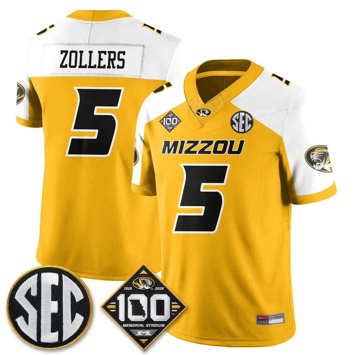 MIZZ 100th Anniversary of Memorial Stadium Vapor Jersey - Stitched by Missouri Tigers
