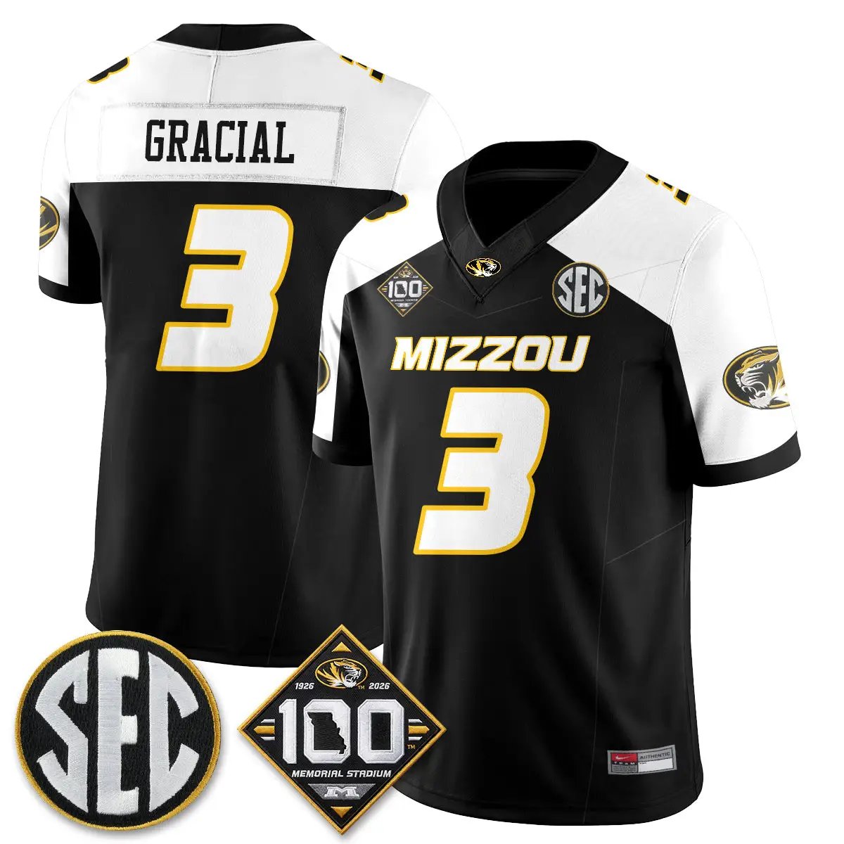 MIZZ 100th Anniversary of Memorial Stadium Vapor Jersey - Stitched by Missouri Tigers