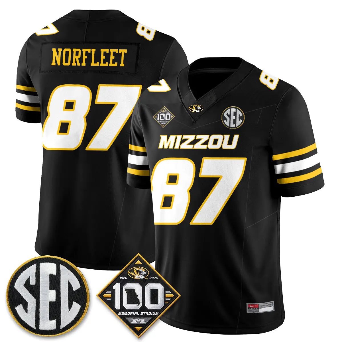 MIZZ 100th Anniversary of Memorial Stadium Vapor Jersey - Stitched by Missouri Tigers