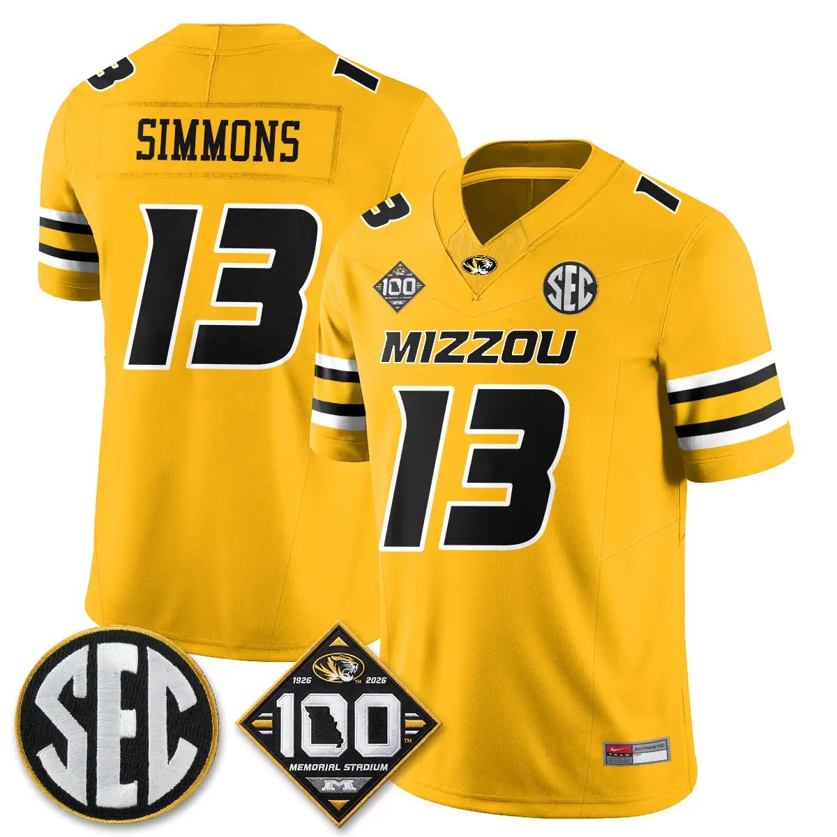 MIZZ 100th Anniversary of Memorial Stadium Vapor Jersey - Stitched by Missouri Tigers