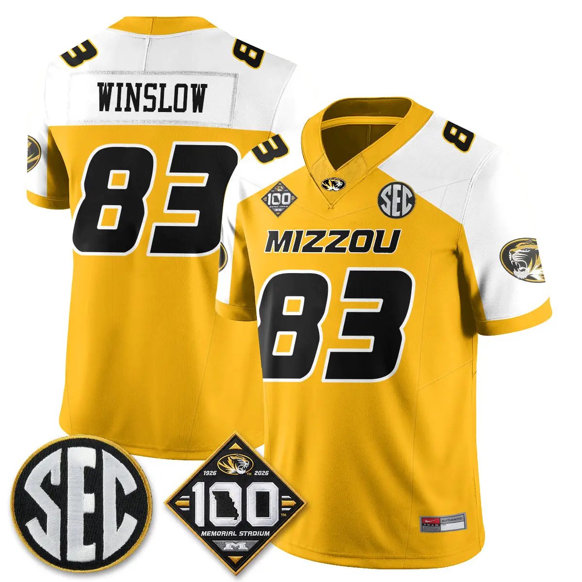 MIZZ 100th Anniversary of Memorial Stadium Vapor Jersey - Stitched by Missouri Tigers