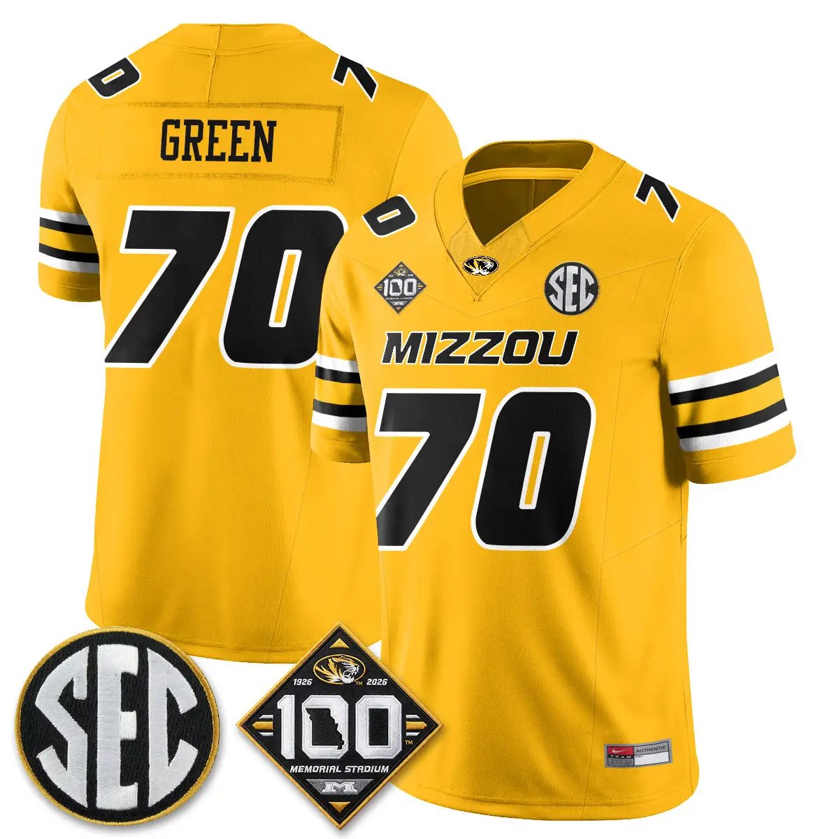 MIZZ 100th Anniversary of Memorial Stadium Vapor Jersey - Stitched by Missouri Tigers