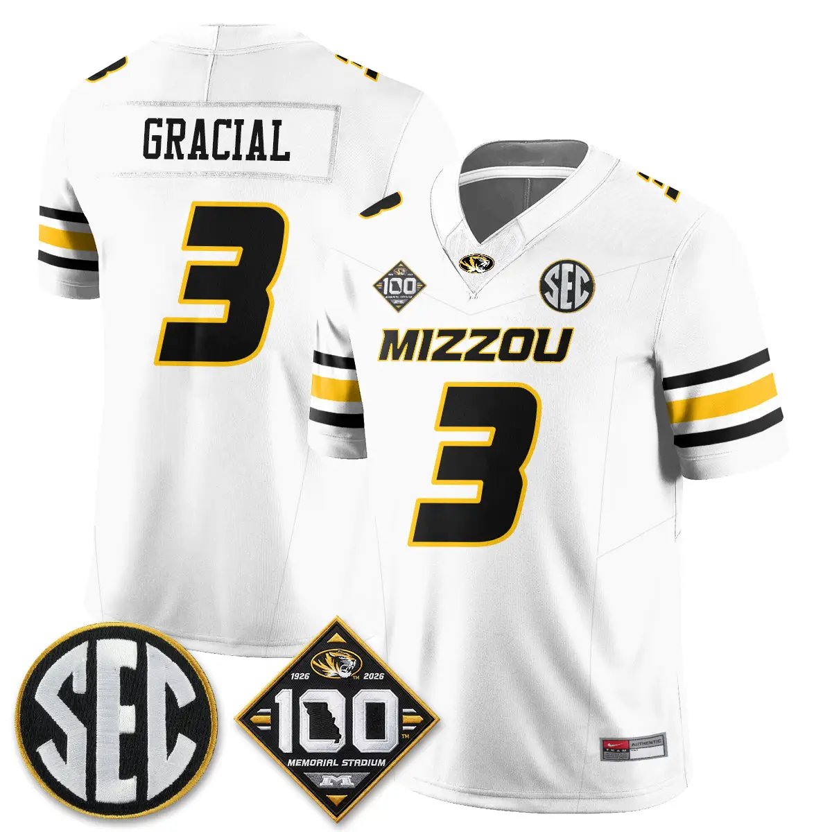 MIZZ 100th Anniversary of Memorial Stadium Vapor Jersey - Stitched by Missouri Tigers