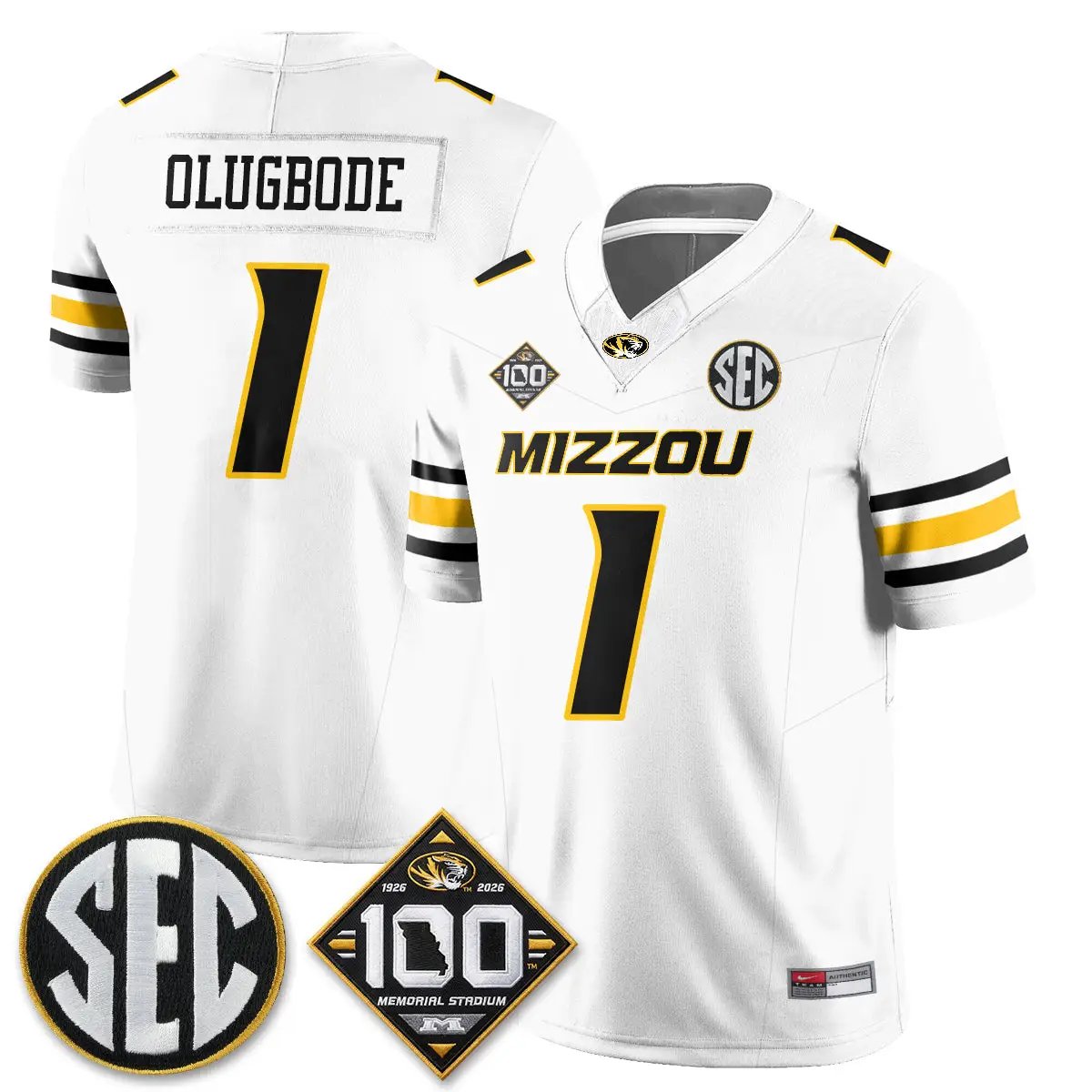 MIZZ 100th Anniversary of Memorial Stadium Vapor Jersey - Stitched by Missouri Tigers