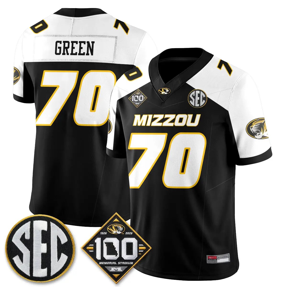 MIZZ 100th Anniversary of Memorial Stadium Vapor Jersey - Stitched by Missouri Tigers