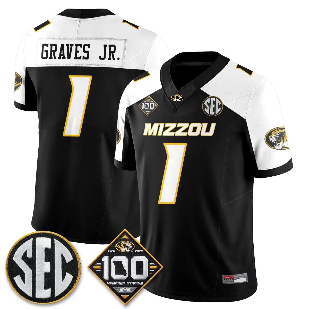 MIZZ 100th Anniversary of Memorial Stadium Vapor Jersey - Stitched by Missouri Tigers