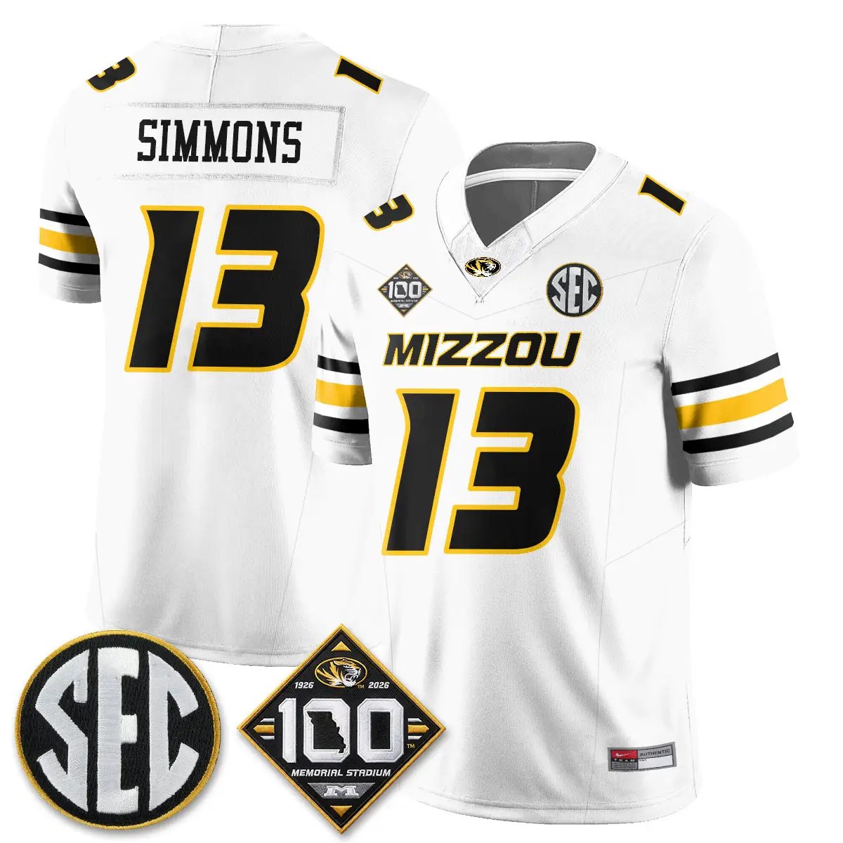 MIZZ 100th Anniversary of Memorial Stadium Vapor Jersey - Stitched by Missouri Tigers