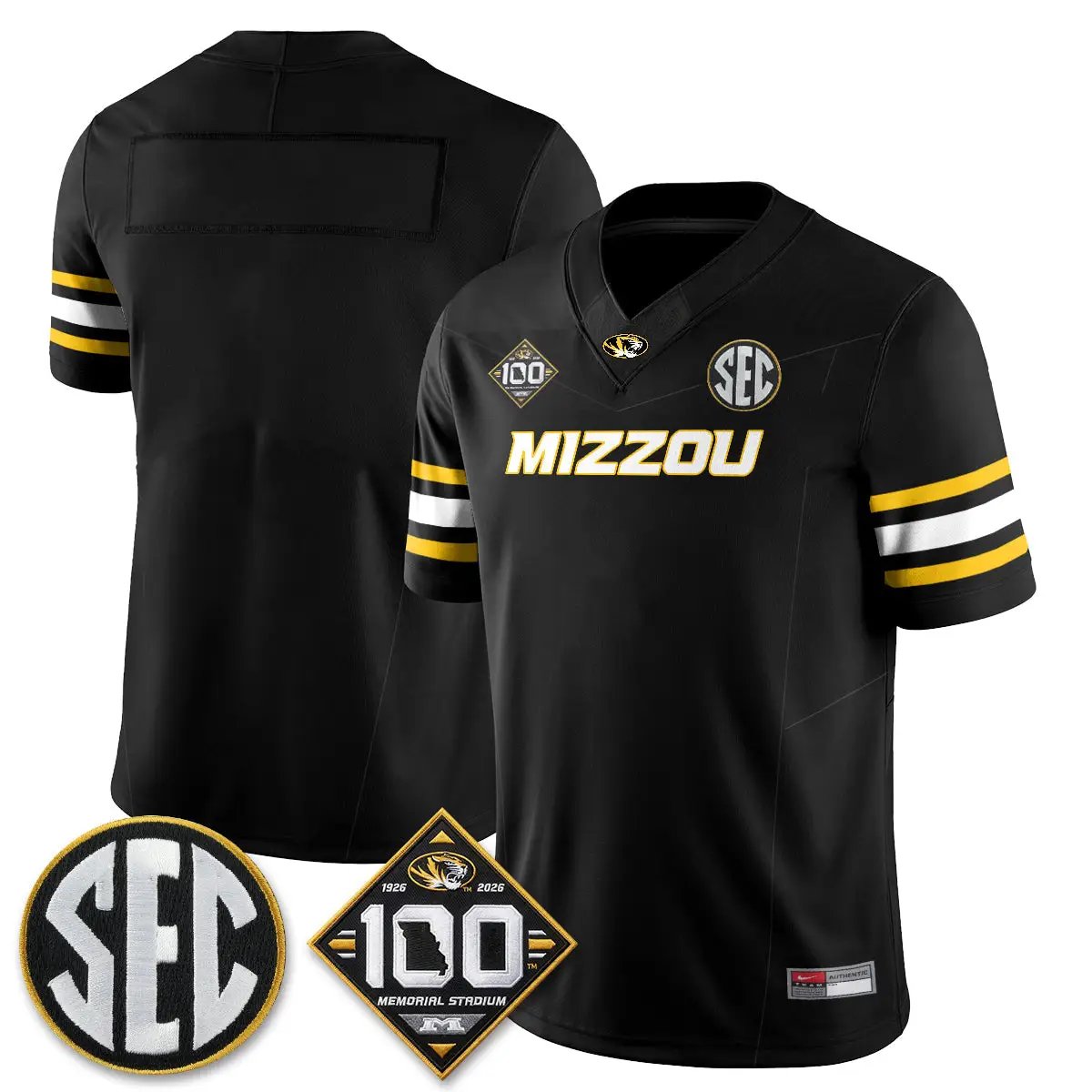 MIZZ 100th Anniversary of Memorial Stadium Vapor Jersey - Stitched by Missouri Tigers