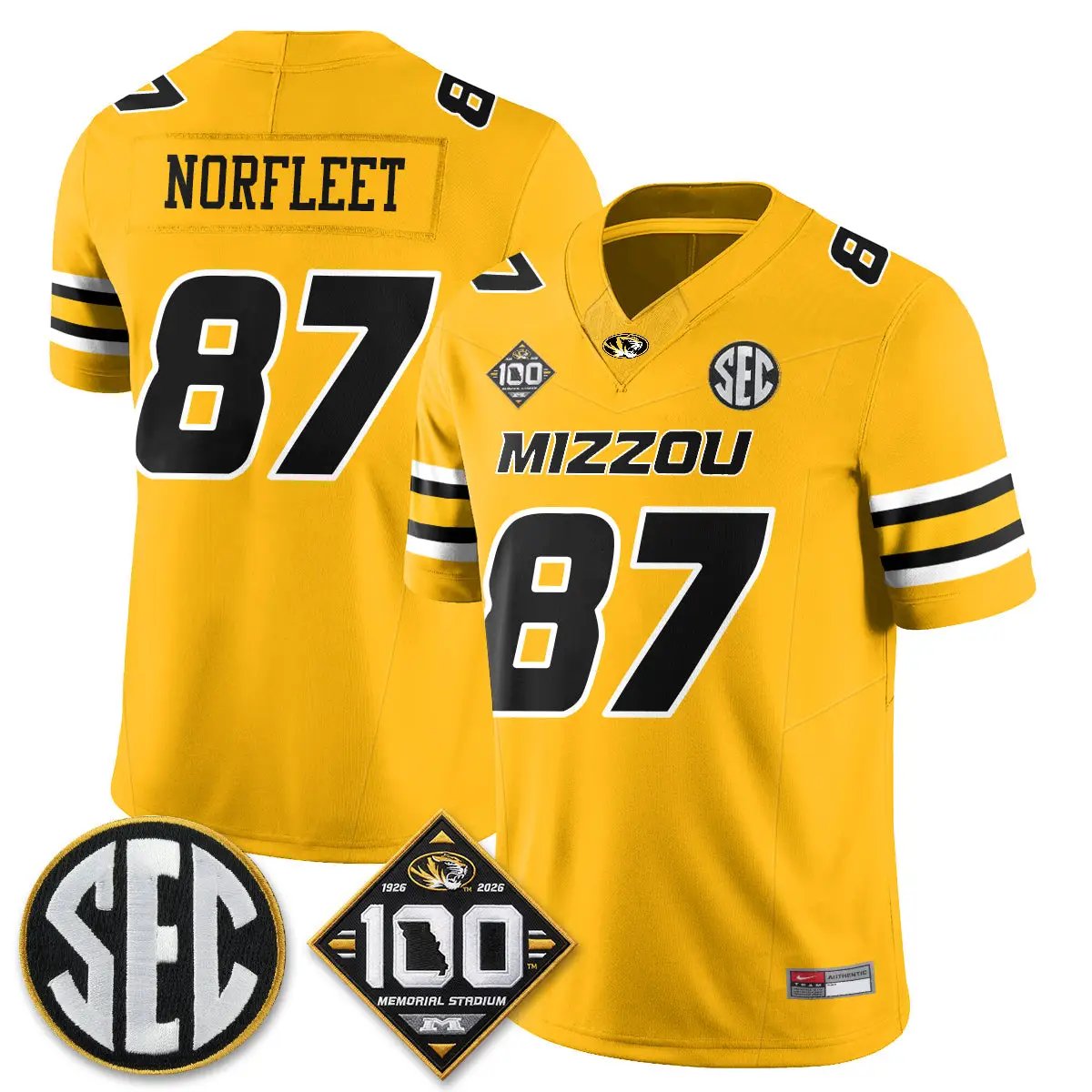 MIZZ 100th Anniversary of Memorial Stadium Vapor Jersey - Stitched by Missouri Tigers