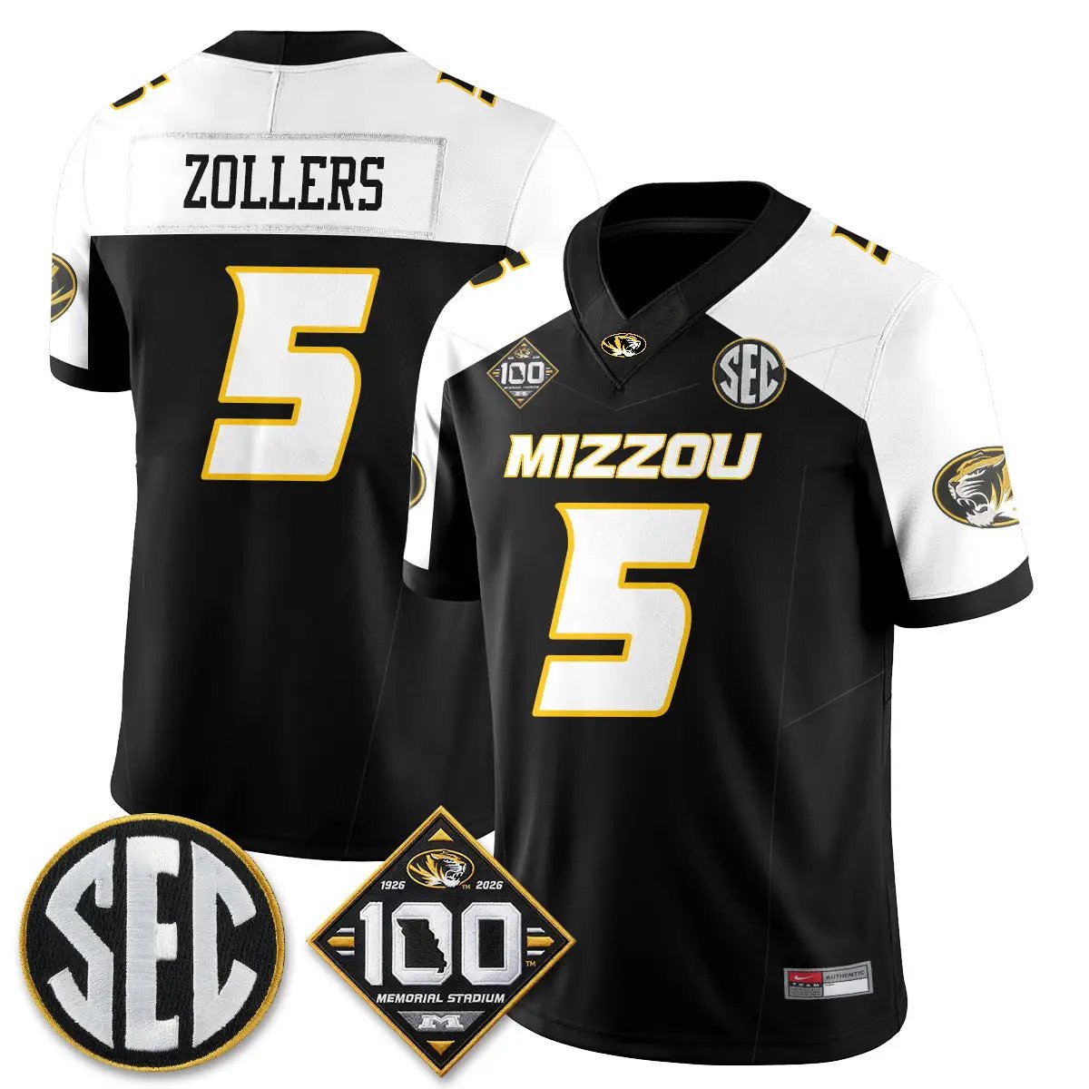 MIZZ 100th Anniversary of Memorial Stadium Vapor Jersey - Stitched by Missouri Tigers