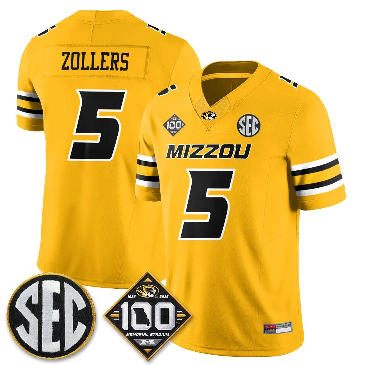 MIZZ 100th Anniversary of Memorial Stadium Vapor Jersey - Stitched by Missouri Tigers