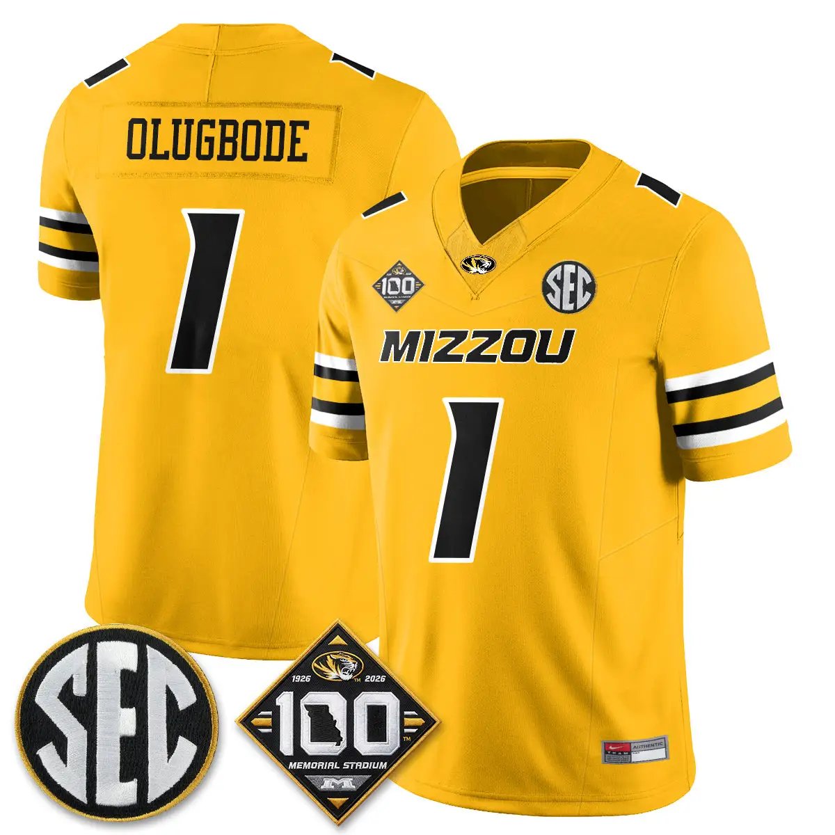 MIZZ 100th Anniversary of Memorial Stadium Vapor Jersey - Stitched by Missouri Tigers