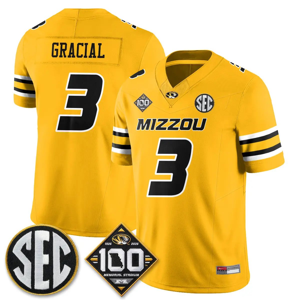 MIZZ 100th Anniversary of Memorial Stadium Vapor Jersey - Stitched by Missouri Tigers